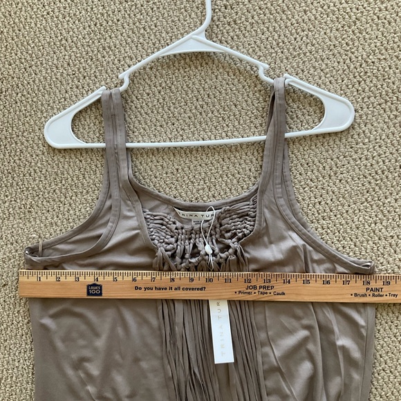NWT Trina Turk Althea Tank Dress Gray Fringe Tassel Boho Western Cowgirl Macrame - Picture 9 of 12